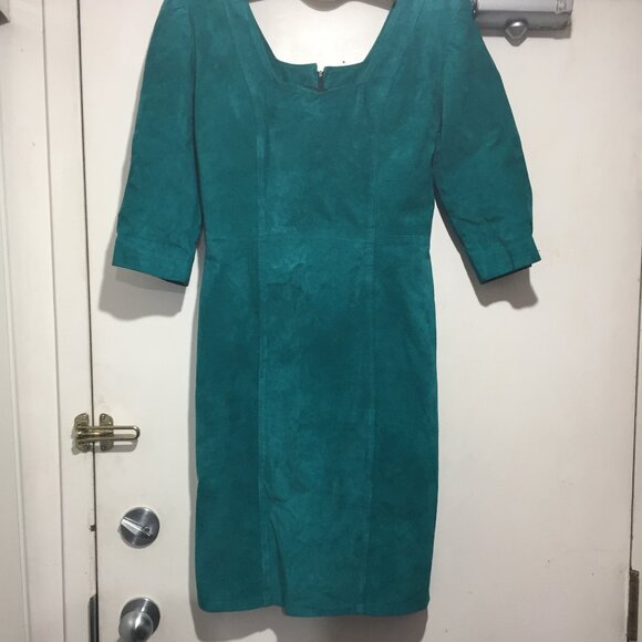 VINTAGE DOLDAN FASHION LEATHER/SUEDE DRESSES SIZE L - Picture 5 of 9